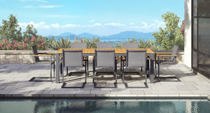 Pacific Teak & Aluminum Outdoor Dining Set for 8