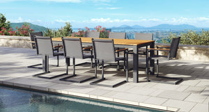 Pacific Teak & Aluminum Outdoor Dining Set for 8
