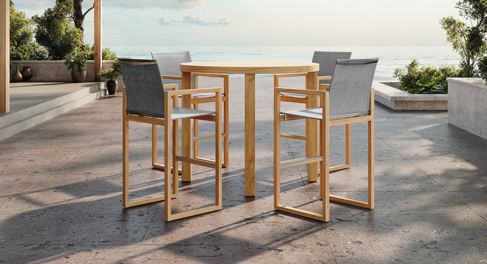 Pacific Teak & Mesh Outdoor Bar Chair