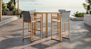 Bali Teak & Mesh Outdoor Bar Chair