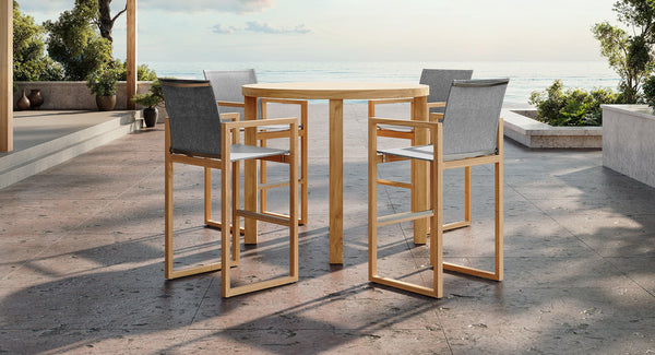Bali Teak & Mesh Outdoor Bar Chair