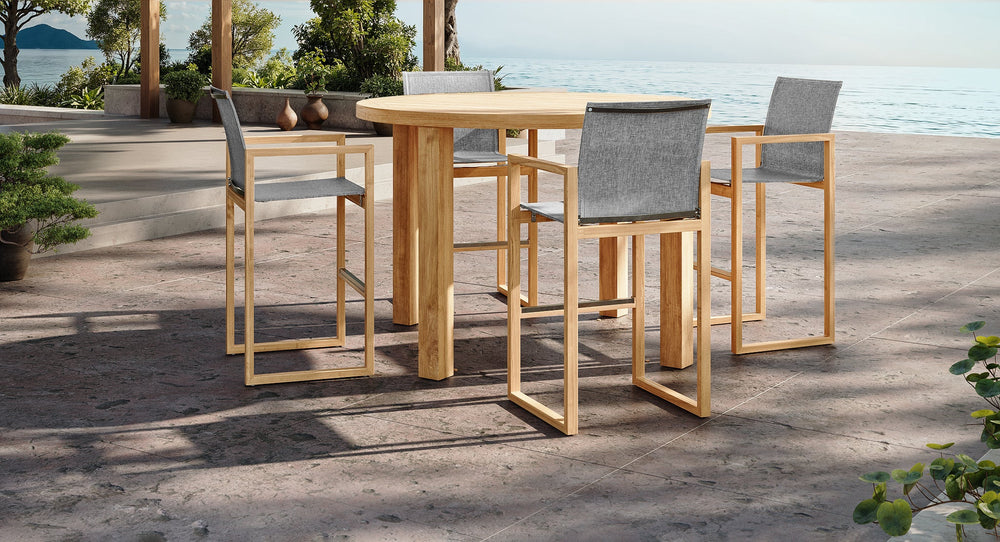 Pacific Teak & Mesh Outdoor Bar Set for 4