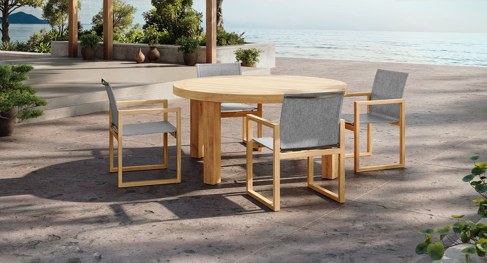 Pacific Teak & Mesh Outdoor Dining Set for 4