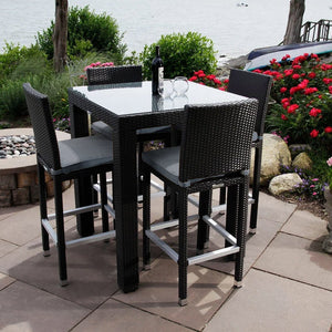 Salina Outdoor Bar Set for 4 - Sunbrella Cast Slate