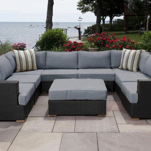 Salina outdoor u shaped sectional set - Sunbrella Cast Slate