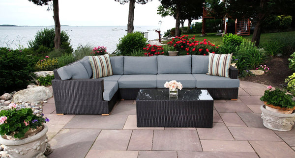 Salina sectional with extender - Sunbrella Cast Slate
