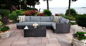 Salina sectional with extender 3 - Sunbrella Cast Slate