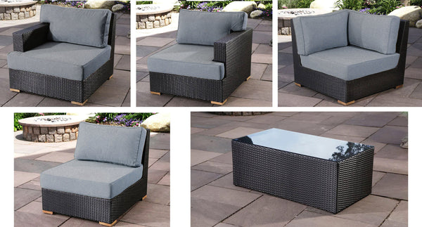 Salina outdoor sectional pieces - Sunbrella Cast Slate