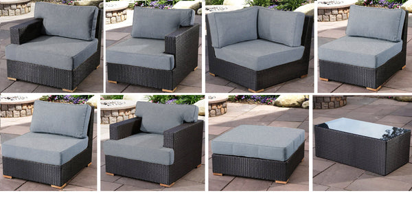 Salina outdoor sectional set pieces - Sunbrella Cast Slate