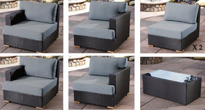 Salina outdoor sofa set pieces - Sunbrella Cast Slate