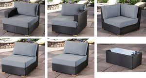 Salina sectional with extender pieces - Sunbrella Cast Slate