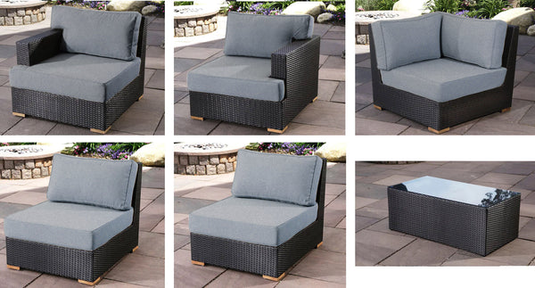 Salina sectional with extender pieces - Sunbrella Cast Slate