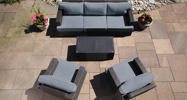 Salina Sofa & Club Chair Set above- Sunbrella Cast Slate