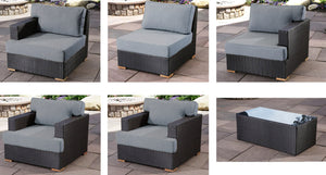 Salina Sofa & Club Chair Set pieces - Sunbrella Cast Slate