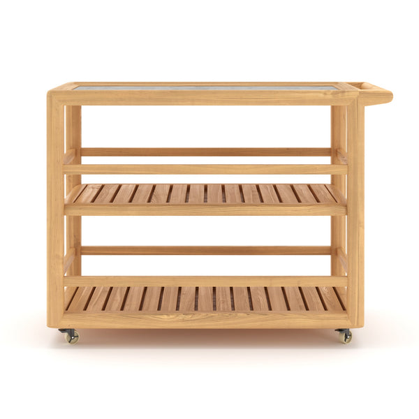 Teak & Ceramic Outdoor Serving Cart
