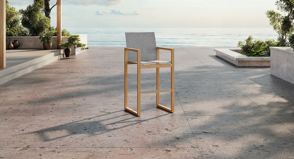 Pacific Teak & Mesh Outdoor Bar Chair