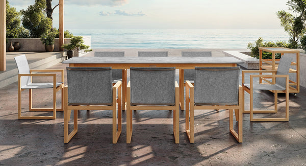 Teak & Ceramic Outdoor Serving Cart