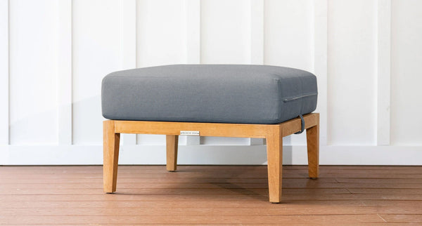 Bali teak ottoman - Sunbrella Cast Slate