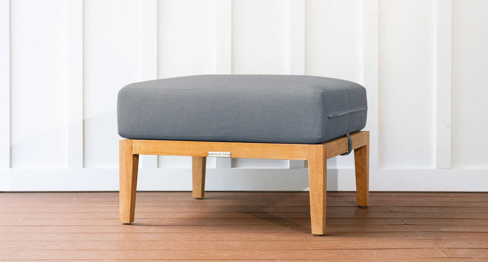Bali teak ottoman - Sunbrella Spectrum Mushroom