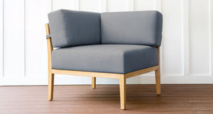 Bali teak outdoor loveseat piece- Sunbrella Cast Slate