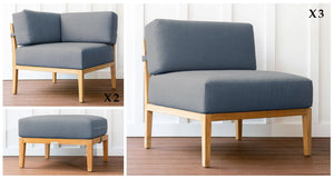 Outdoor Teak Daybed Pieces - Sunbrella Cast Slate