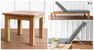 Malibu teak lounge chair package pieces- Sunbrella Cast Slate