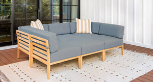 Bali teak outdoor daybed - Sunbrella Cast Slate