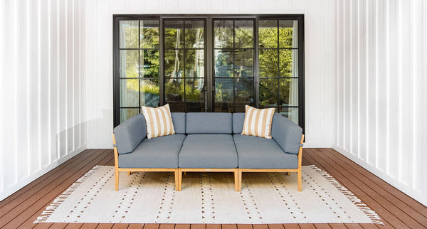 Bali teak outdoor daybed 2 - Sunbrella Cast Slate