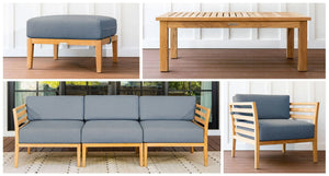 Bali teak outdoor sofa pieces - Sunbrella Cast Slate