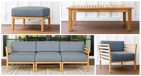 Bali teak outdoor sofa pieces - Sunbrella Cast Slate