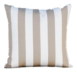 Outdoor Throw Pillow - Beige and White Striped