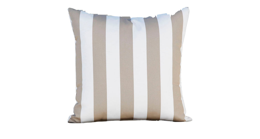Outdoor Throw Pillow - Beige and White Striped