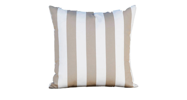 Outdoor Throw Pillow - Beige and White Striped