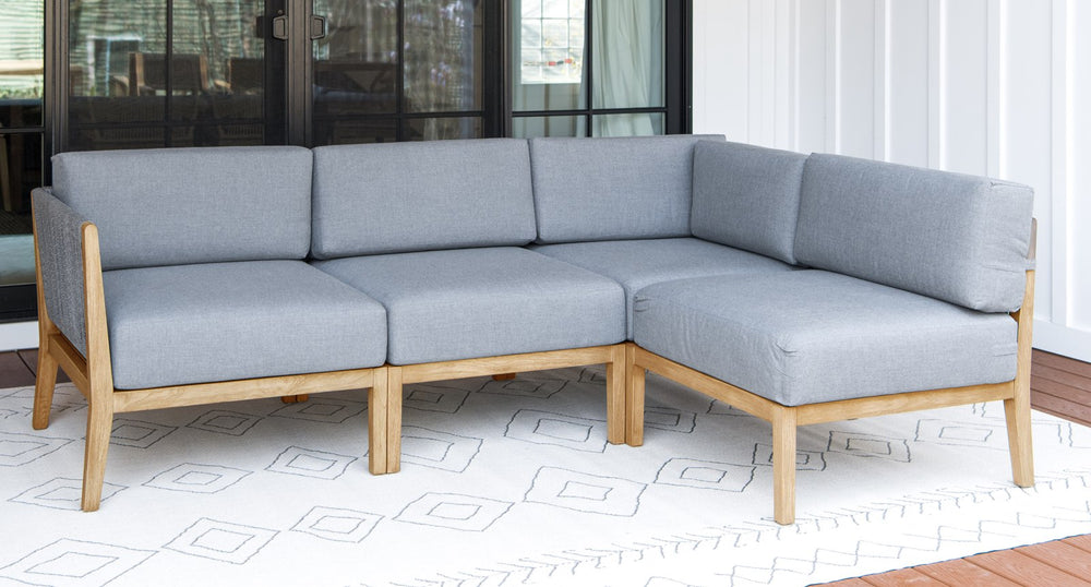 Capri Teak & Rope Outdoor 4-Piece Sectional