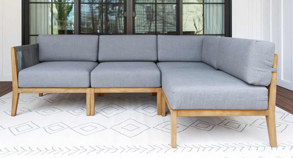 Capri Teak & Rope Outdoor 4-Piece Sectional