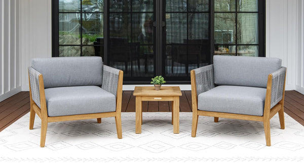 Capri Teak & Rope Outdoor Club Chair Set