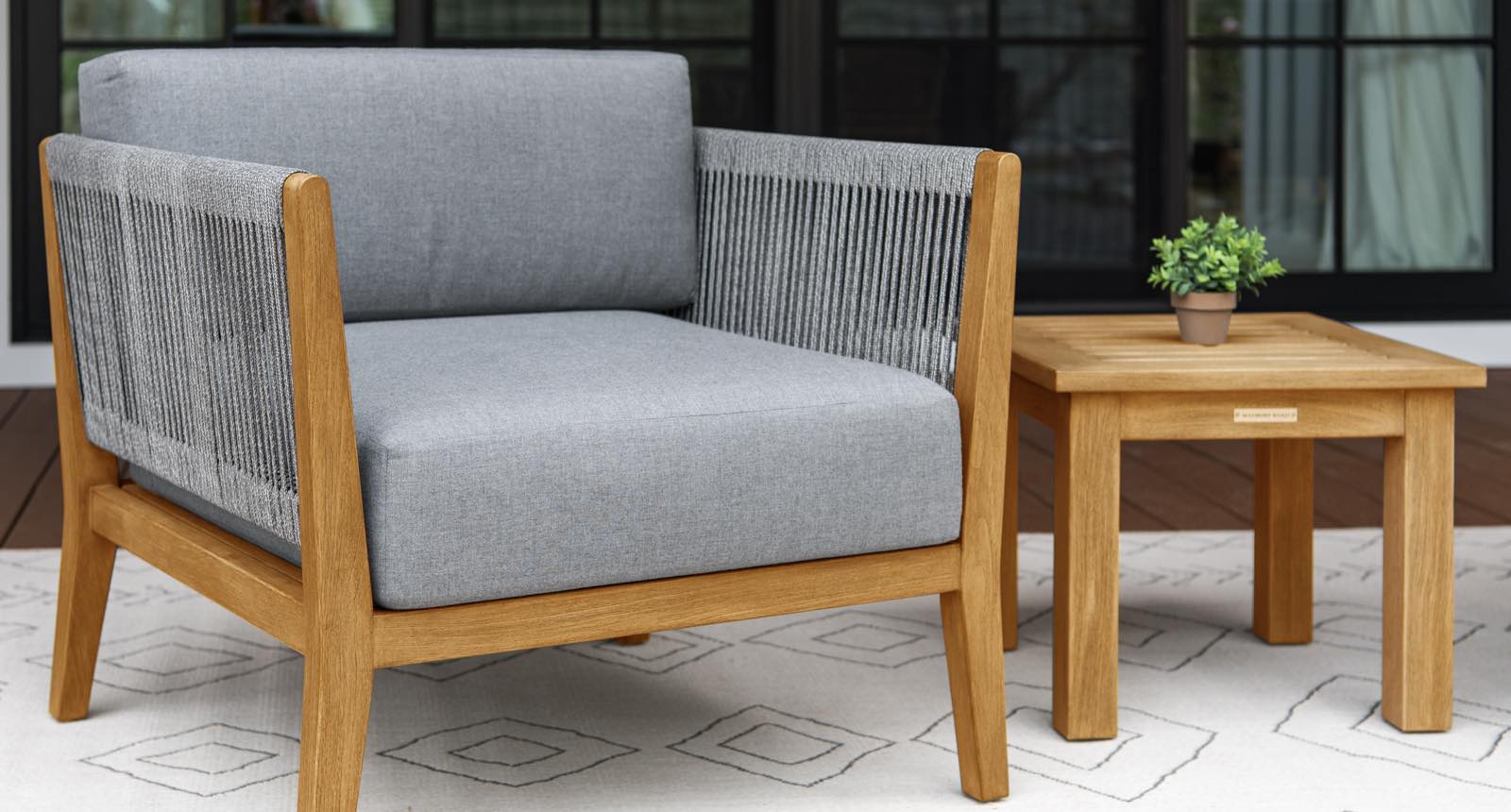 Capri Teak & Rope Outdoor Club Chair Set - Madbury Road