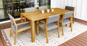Capri Teak & Rope Outdoor Dining Set for 6