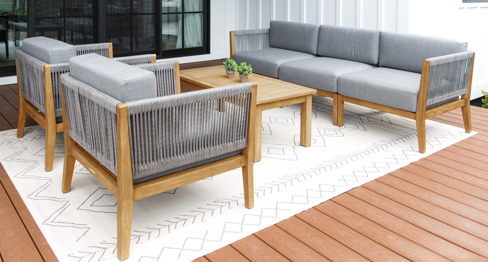 Capri Teak Rope Outdoor Sofa Club Chair Set Madbury Road