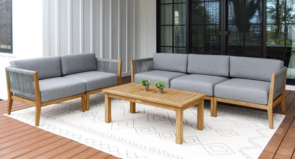 Capri Teak & Rope Outdoor Sofa & Loveseat Set