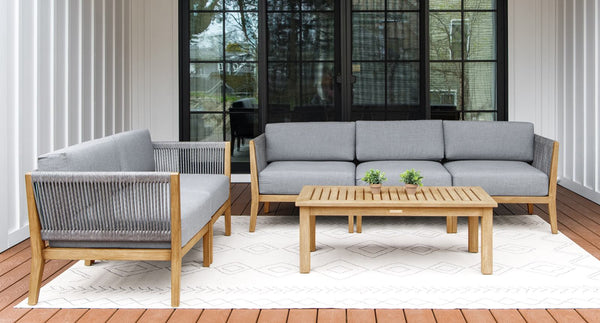 Capri Teak & Rope Outdoor Sofa & Loveseat Set