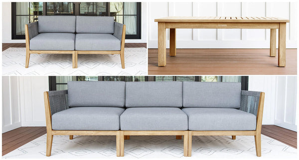 Capri Teak & Rope Outdoor Sofa & Loveseat Set