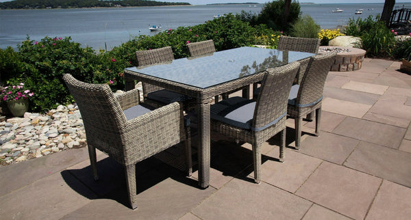 Corsica dining set for 6 2 - Sunbrella Cast Slate