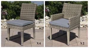 Corsica dining set for 6 chairs - Sunbrella Cast Slate