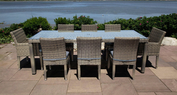 Corsica dining set for 8 - Sunbrella Cast Slate