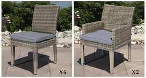 Corsica dining set for 8 chairs - Sunbrella Cast Slate