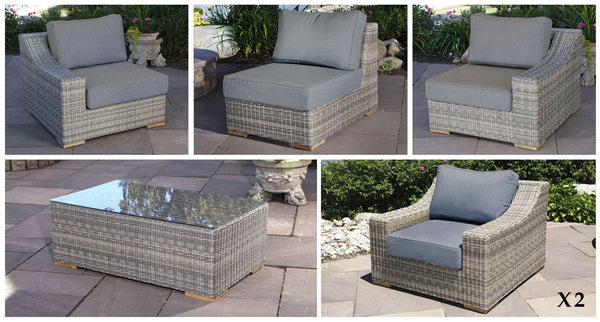 Corsica sofa and club chair set pieces - Sunbrella Cast Slate