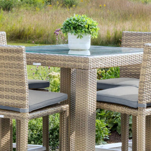 Corsica outdoor bar set for 4 zoom - Sunbrella Cast Slate