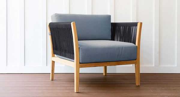 Malibu Teak & Rope Club Chair - Sunbrella Cast Slate
