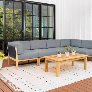 Malibu teak and rope outdoor sectional - Sunbrella Cast Slate